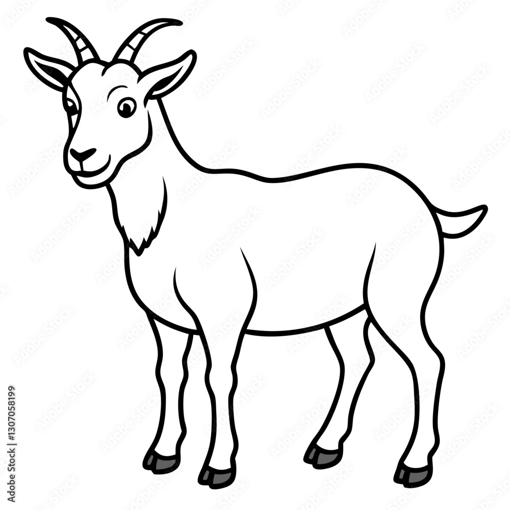 Fototapeta premium Cartoon goat illustration on a transparent background