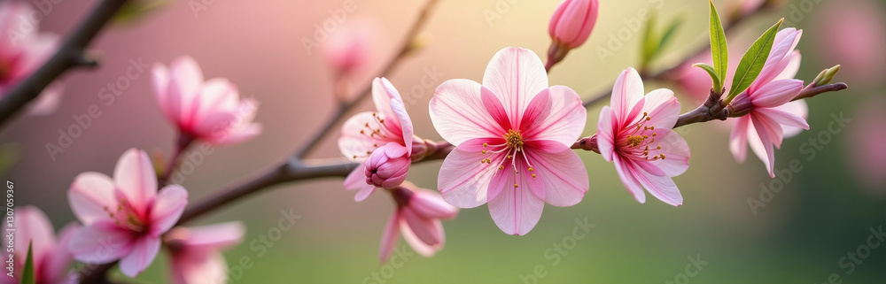 Kirschblütenzweig Is Used As A Banner With Its Delicate Shape And Vibrant Color Evoking A Sense Of Springtime And New Beginnings Slowly. Kirschblütenzweig Is Used As A Banner With Its Delicate Shape And Vibrant Color Evoking A Sense Of Springtime And New Beginnings Slowly.