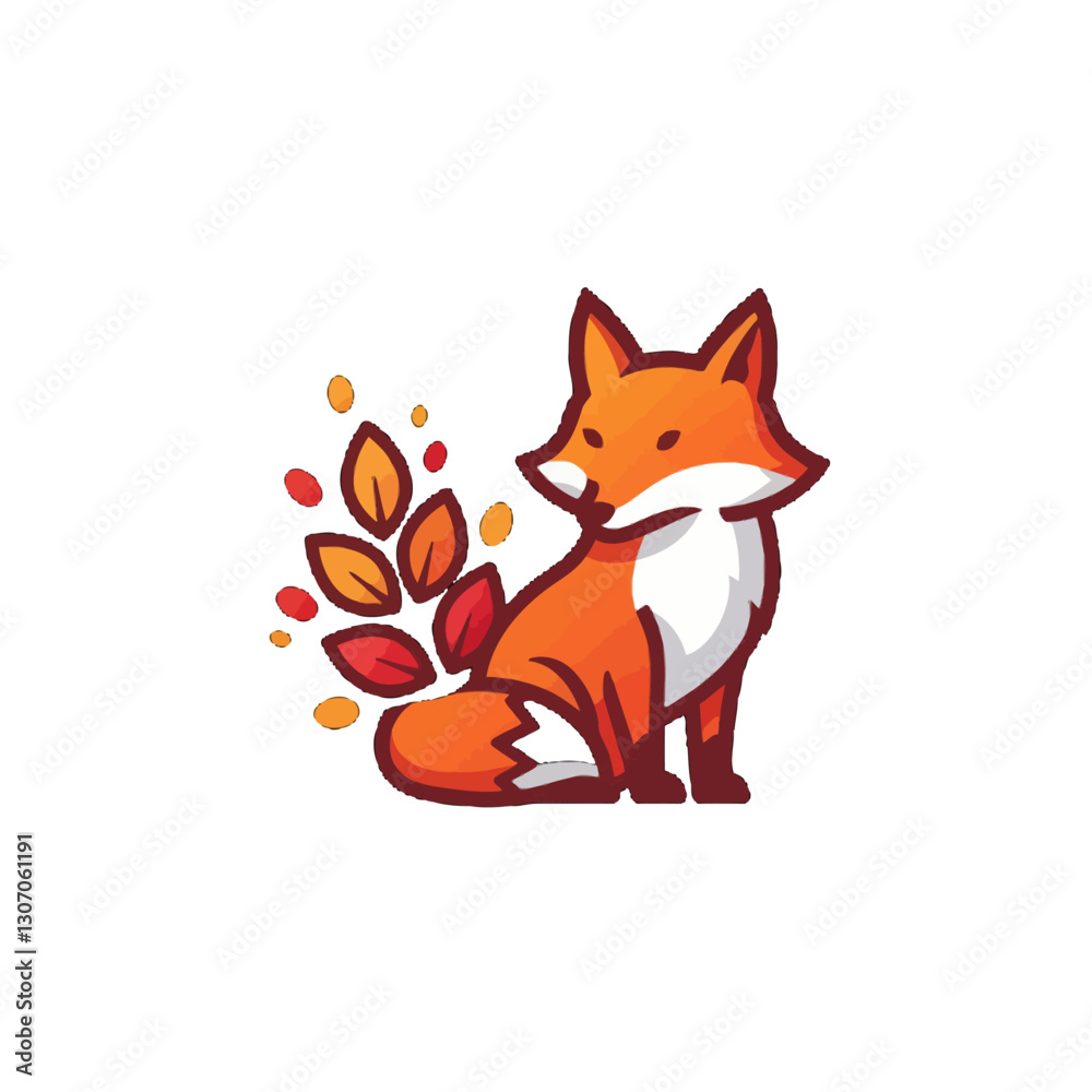 Obraz premium Cute Autumn Fox Illustration