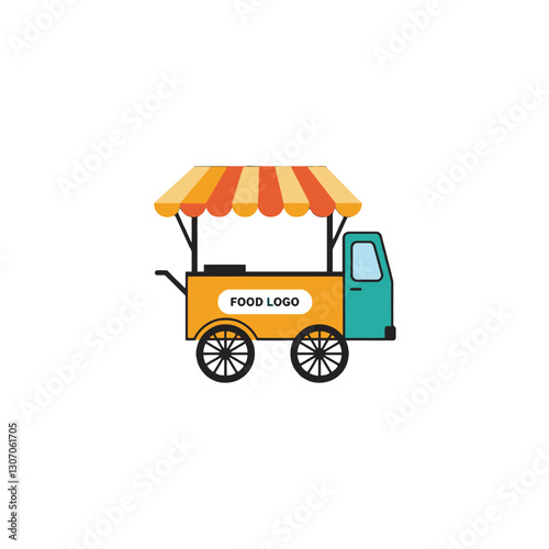 Mini Food Truck with Striped Canopy