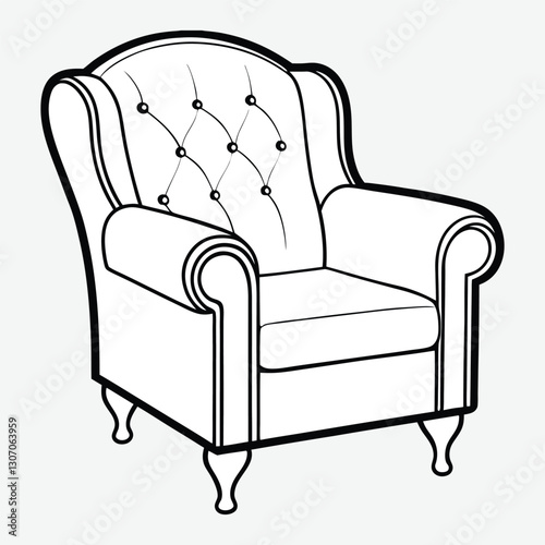 Beautiful leather armchair vector art illustration.