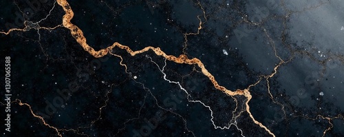 Close-up of polished black marble slab with intricate veining, sleek, upscale