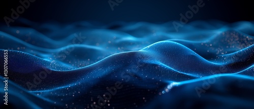 Abstract Blue Digital Waves Particle Flow Background Illustration