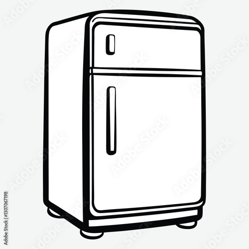 Classic retro kitchen fridge vector.