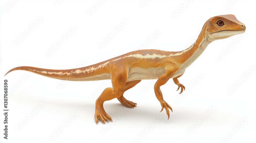 Fototapeta premium Prehistoric creature, profile view, white background