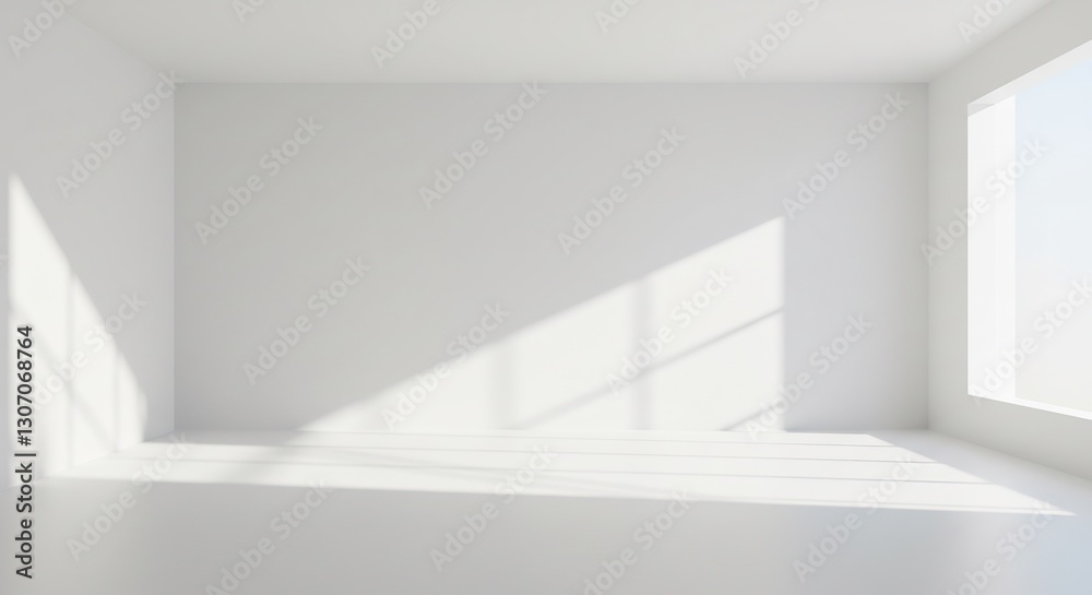 Bright Sunlight Illuminates Empty White Room. AI Generated Bright Sunlight Illuminates Empty White Room. AI Generated