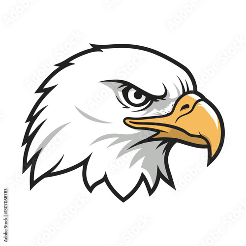Powerful bald eagle head vector illustration, a wild symbol of freedom