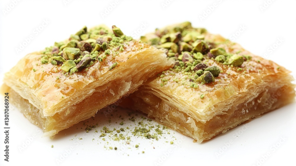 Sweet pastries, pistachio topping, close-up Sweet pastries, pistachio topping, close-up