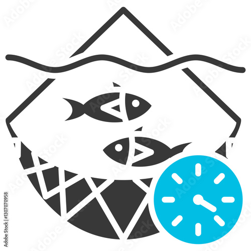 Overfishing Glyph Blue Grey Icon