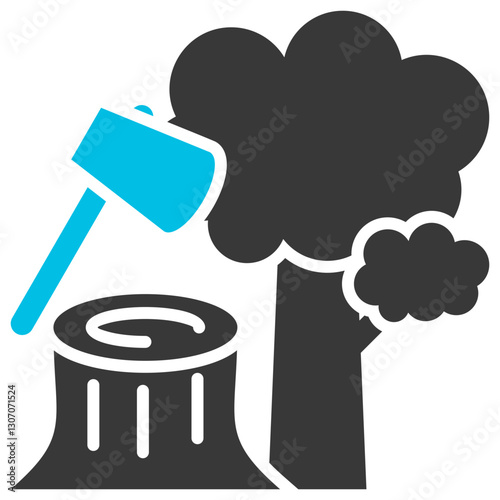 Deforestation Glyph Blue Grey Icon