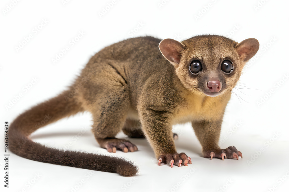 Fototapeta premium kinkajou small mammal with big eyes and soft fur sitting on a white background tropical rainforest animal