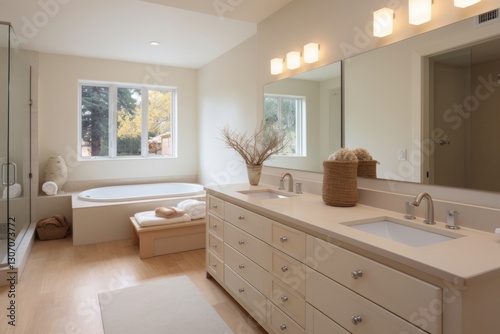 Bathroom sink bathtub mirror.