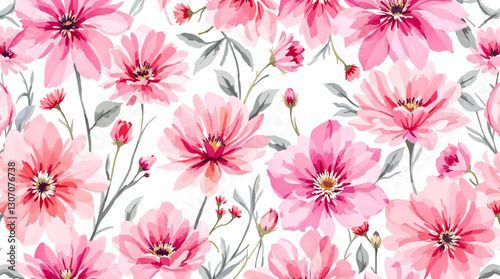 Watercolor flower background for invitation card. Floral hand-painted seamless pattern