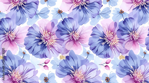 Watercolor flower background for invitation card. Floral hand-painted seamless pattern