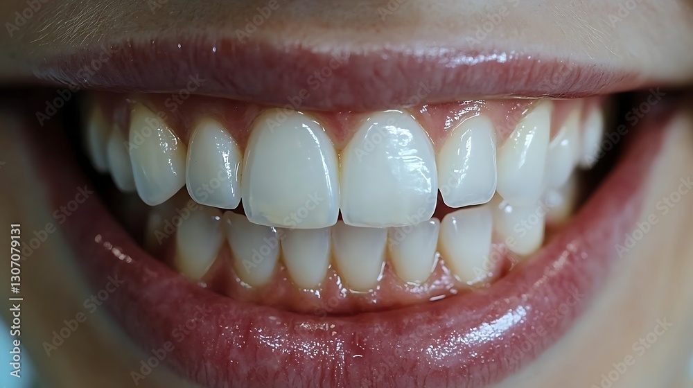 Fototapeta premium Smiling woman's healthy teeth closeup