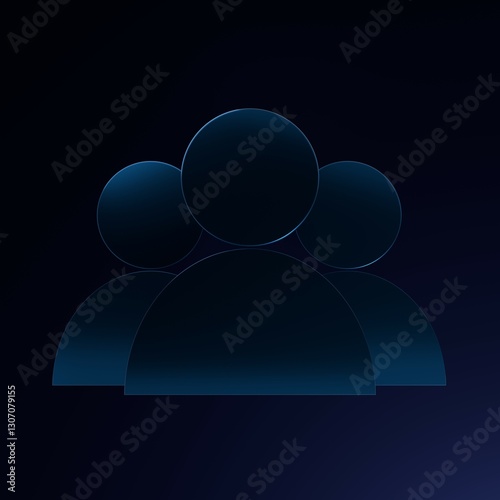 Abstract Team Silhouette: A minimalist, high-tech representation of a group of people, rendered in a futuristic, glowing blue, suggesting connection, collaboration, and teamwork.