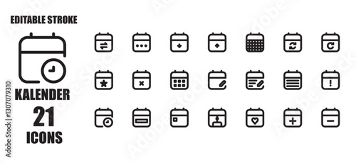 Calender icon set collection outline style