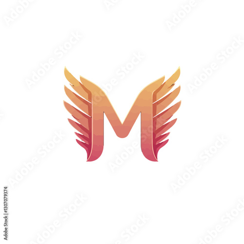 Gradient Winged Letter M Logo with Vibrant Colors