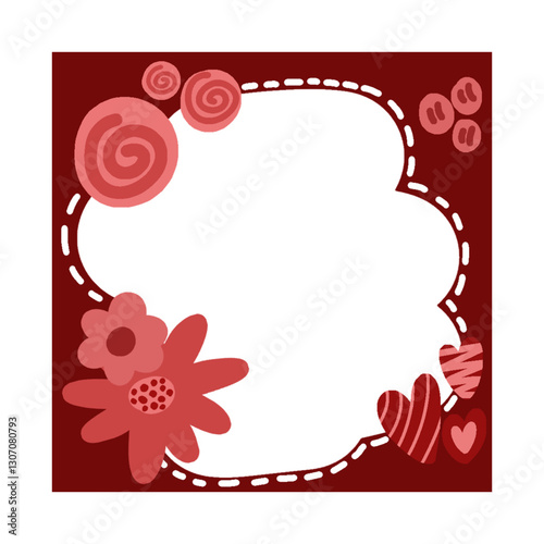 frame with roses and hearts