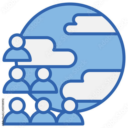 Overpopulation Blue White Icon
