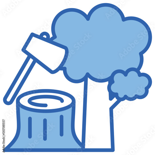 Deforestation Blue White Icon