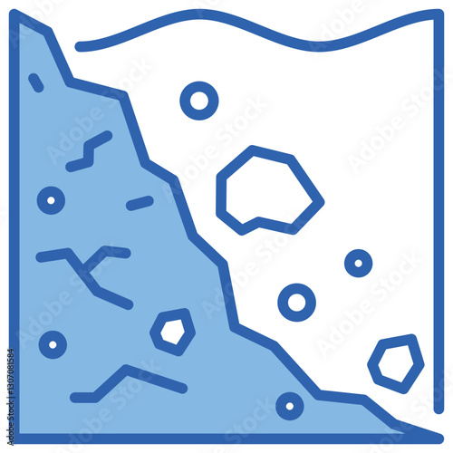 Soil Erosion Blue White Icon