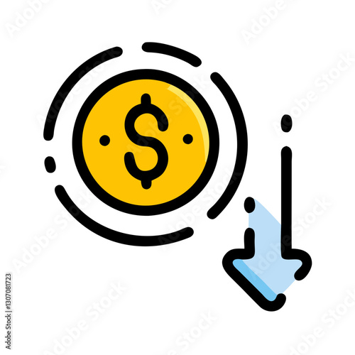 Money Decrease Icon Vector Illustration