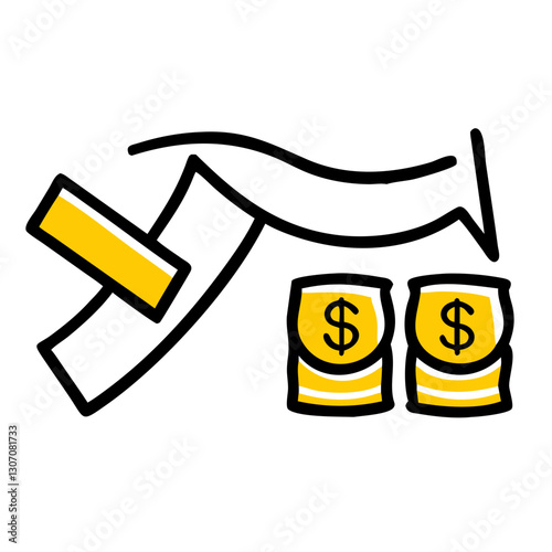 Money Decrease Icon Vector Illustration