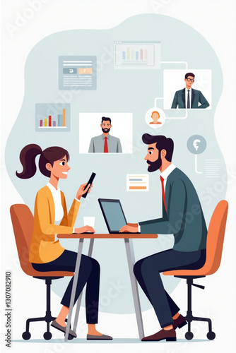 Manager Communicating with Remote Employees Online, Collaborating on Project from Home