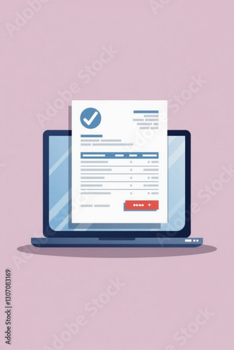Online Invoice and Bills Displayed on Laptop Screen for Digital Payment Confirmation