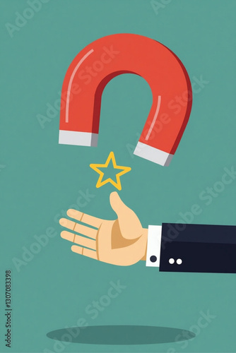Powerful Magnet in Businessman's Hand Attracting and Drawing in Potential Clients and Customers