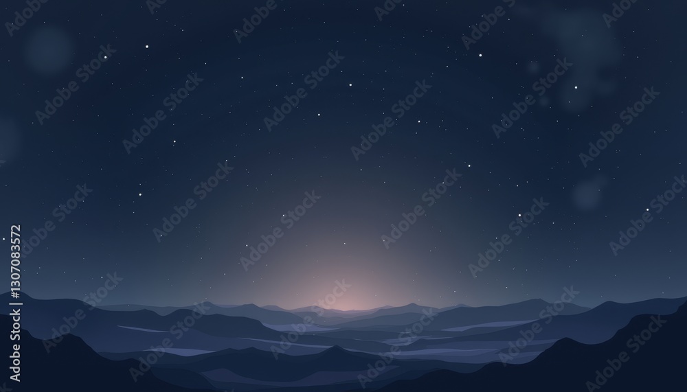 Serene cosmic landscape with distant mountains, vast tranquility Serene cosmic landscape with distant mountains, vast tranquility