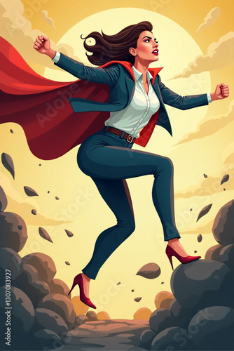 Unstoppable Businesswoman Smashing Barriers and Achieving Extraordinary Career Success