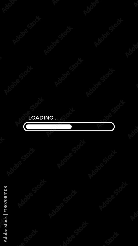 Vertical loading animation on black background. 4K Video