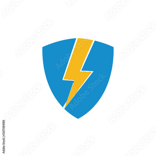 Free Download Blue Shield Logo with Yellow Lightning Bolt Symbol Design - GFXLoad