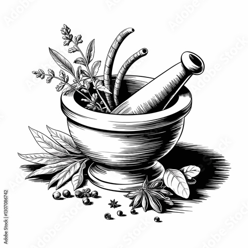 Vintage Herbal Apothecary Engraving
