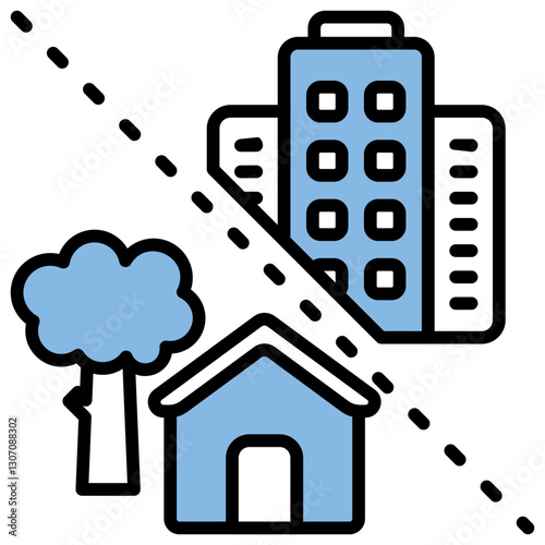 Urbanization Blue Black Icon