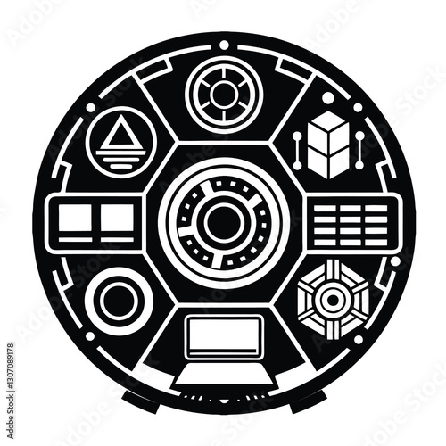  futuristic-technology-ui-elements vector illustration