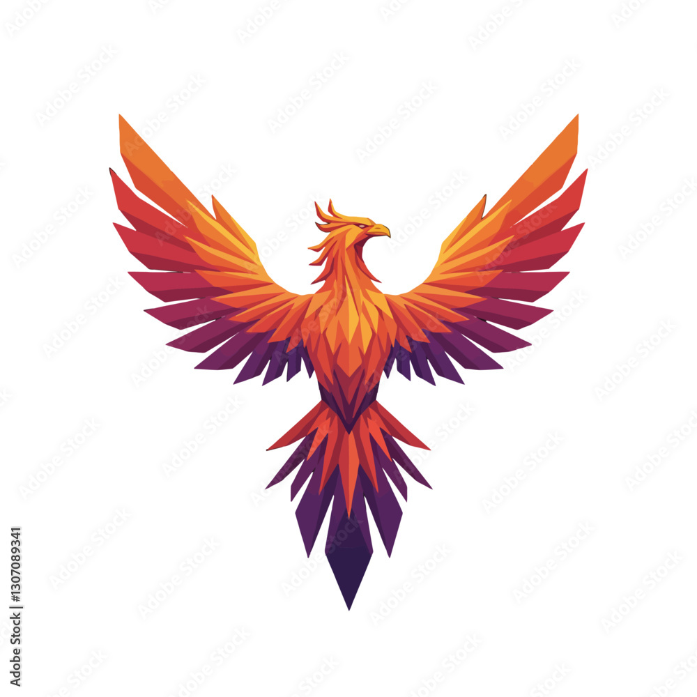 Fototapeta premium Vivid Abstract Illustration of a Fiery Phoenix Soaring with Outstretched Wings
