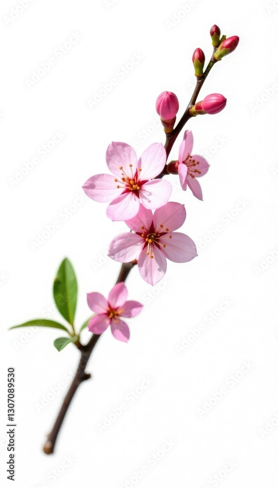 Fototapeta premium Single branch with small flowers isolated on white background, delicate, flower, branch