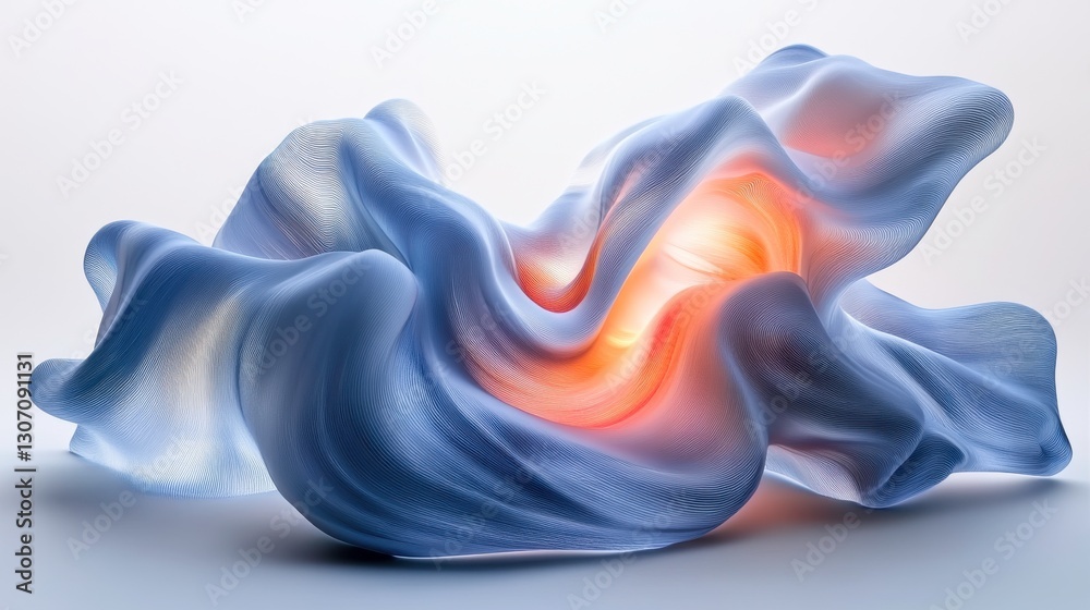 Obraz premium A flowing, translucent sculpture featuring soft curves and a warm inner glow, creating an ethereal and calming visual effect.