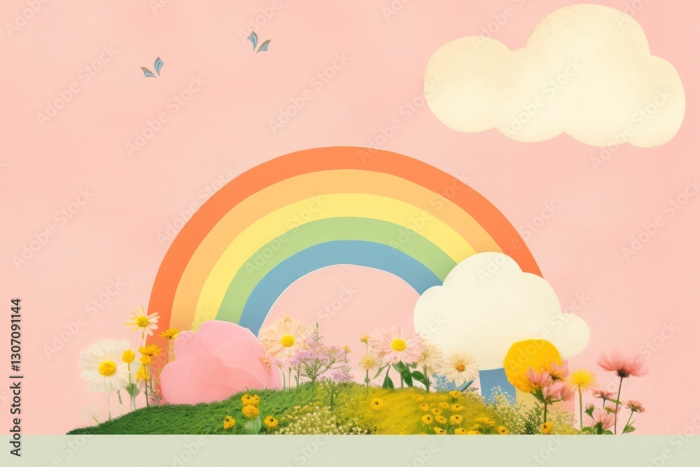 Collage Retro dreamy rainbow outdoors painting nature. Collage Retro dreamy rainbow outdoors painting nature.