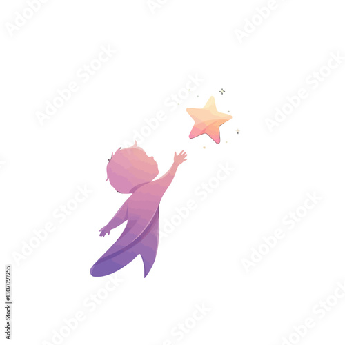 Silhouette of a Child Reaching for a Star in Dreamy Tones