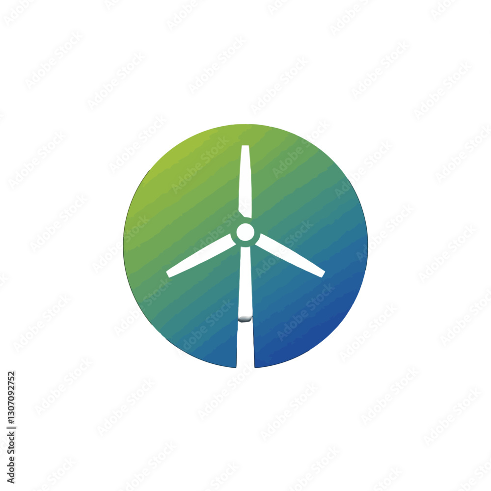 Eco-Friendly Energy Concept With Wind Turbine in Green-Blue Iconic Design Eco-Friendly Energy Concept With Wind Turbine in Green-Blue Iconic Design