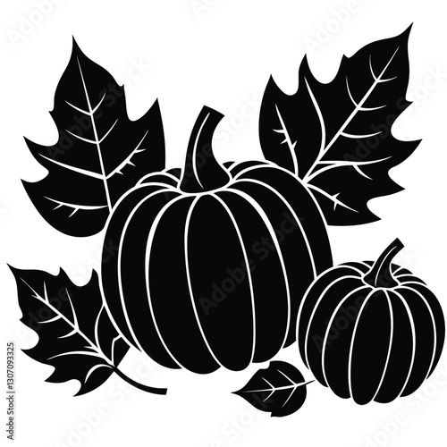 autumn-fall-leaves-and-pumpkins-collection vector illustration