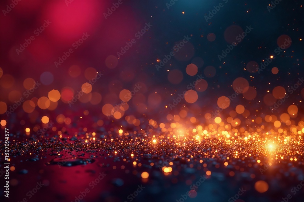 Fototapeta premium Glittering gold disco lights forming a vibrant border, glowing, club