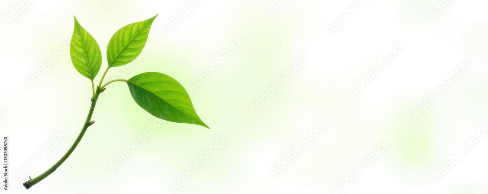 Green stem with single leaf isolated on white background, leaves, greenery Green stem with single leaf isolated on white background, leaves, greenery