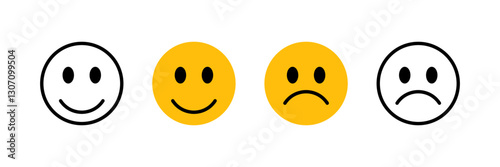 Smile and Sad Face. Smiley. Emoji faces icon. Emoticons icon set