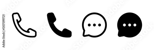 Phone vector icon. Speech bubble icon. Communication icon. Contact black icons