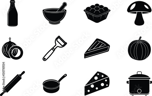 Culinary Icons Cooking, Baking, Food, Ingredients, Utensils, Kitchen